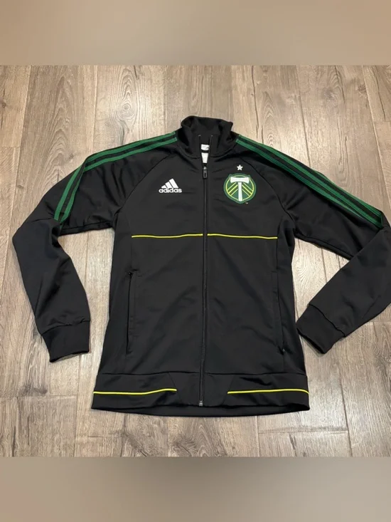Portland Timbers Adidas Track Jacket Warm Up MLS Men's S Stripe Full Zip Warm-up - Picture 2 of 13